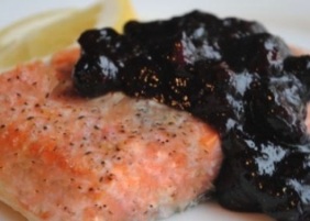 Grilled Salmon with Blueberry Sauce